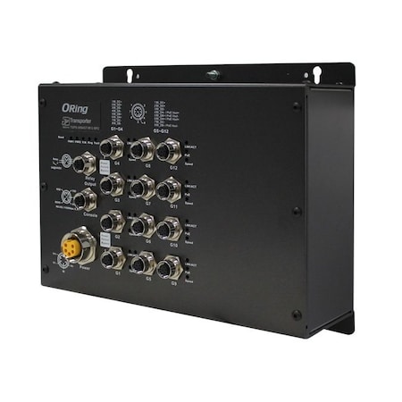 Oring Industrial Networking EN50155 IP40 8x 10/100/1000TX PoE + 4-port 1000 with M12 connector managed TGPS-9084GT-M12-BP2